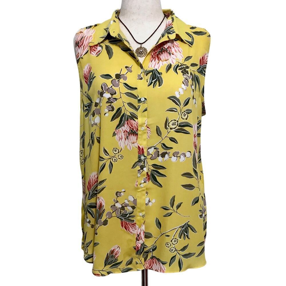 Loft NWT Sleeveless Yellow Floral Blouse Women Various